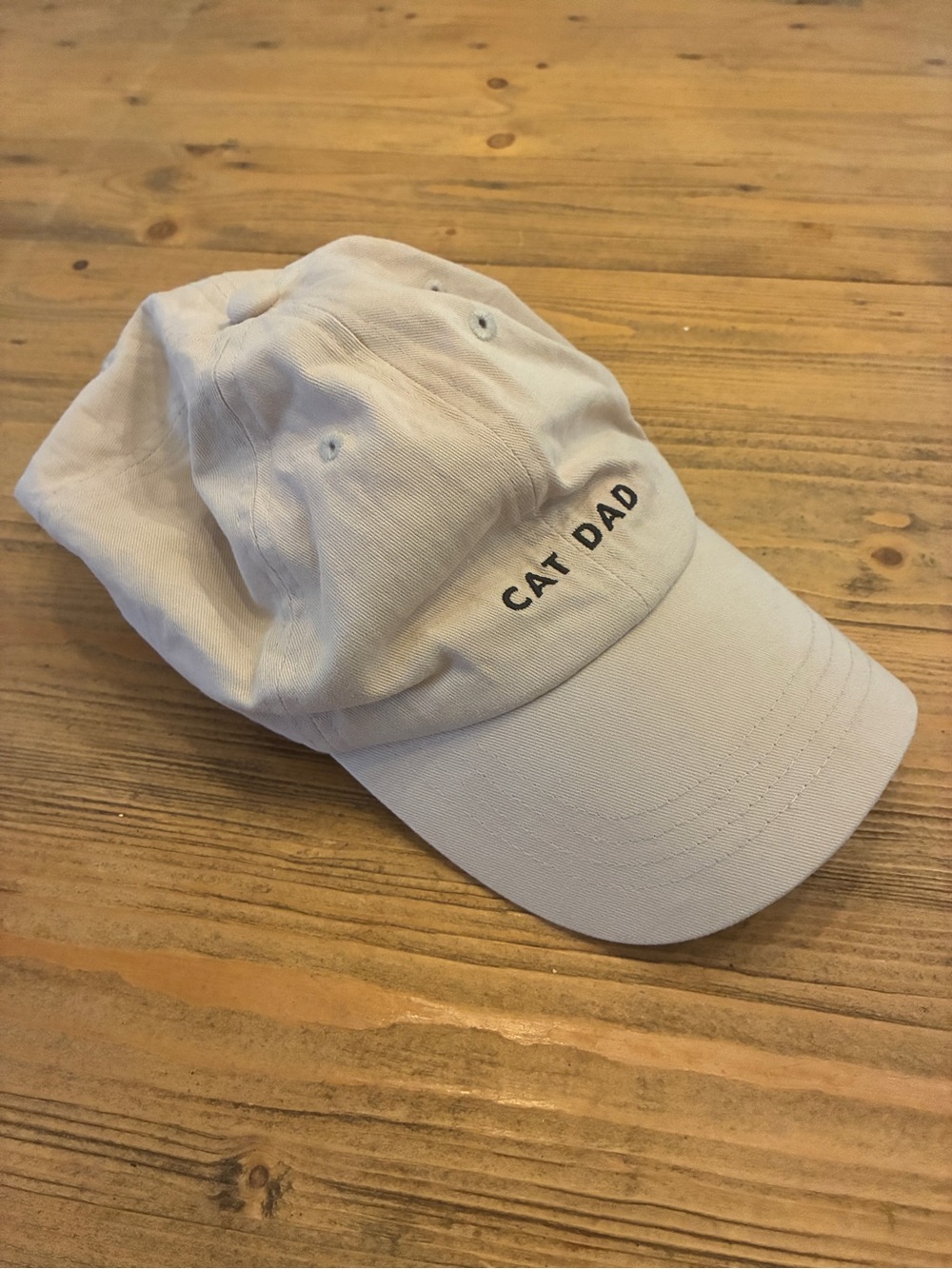 Cat Dad Embroidered Baseball Cap - Light Beige